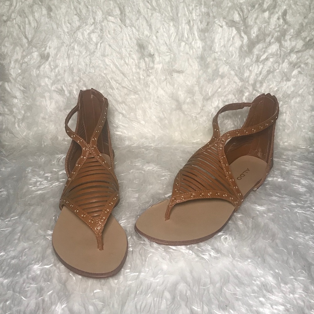 Brown and gold sandals